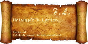 Hrivnyák Larion névjegykártya